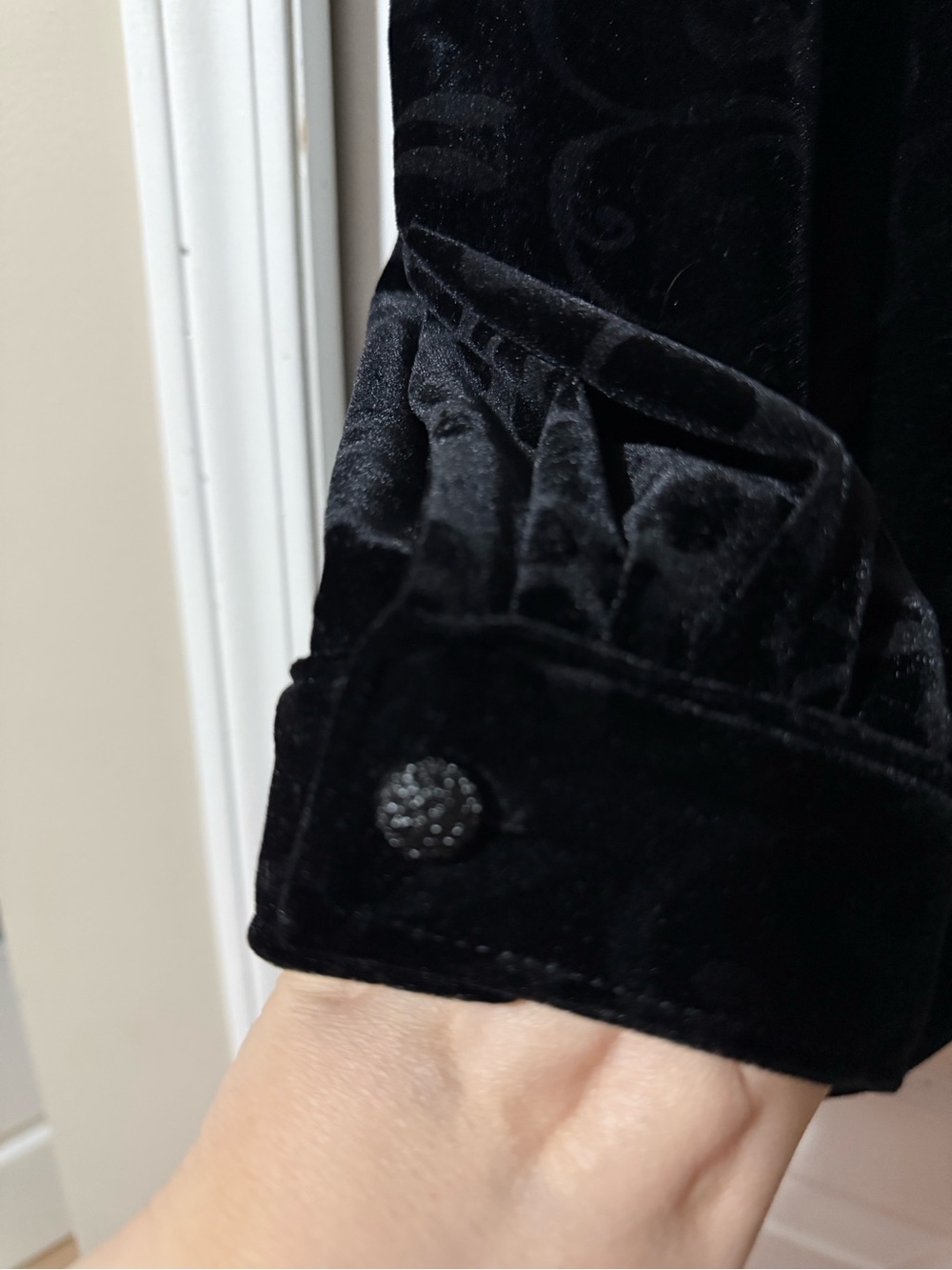 Vintage Principals The Bay Black Velvet Button Up 2X - Picture 7 of 12